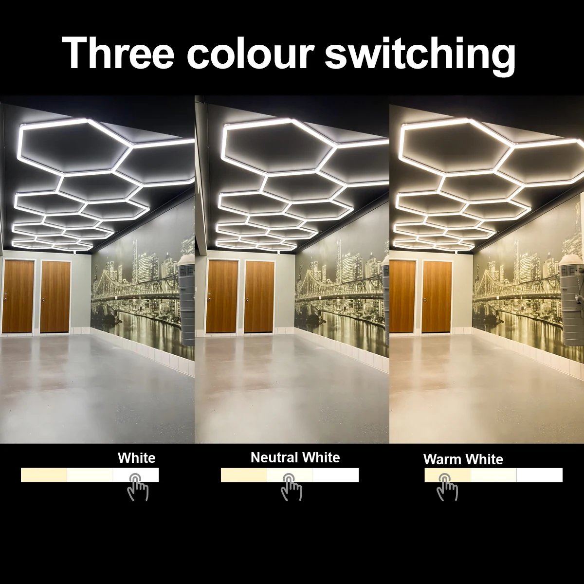 3 Color Switching Mode Hexagon LED Lighting for Garage Barbershop Ceiling Light 3000K 4000K 6500K Workshop Gym 4S Honeycomb Tube image 3