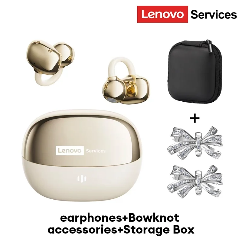 Lenovo RS103 Open Oor Clip Oorbel Oortelefoon Draadloze Bluetooth 6.0 Hifi Stereo Game Muziek Oordopjes W Oor Ornamenten Opbergtas