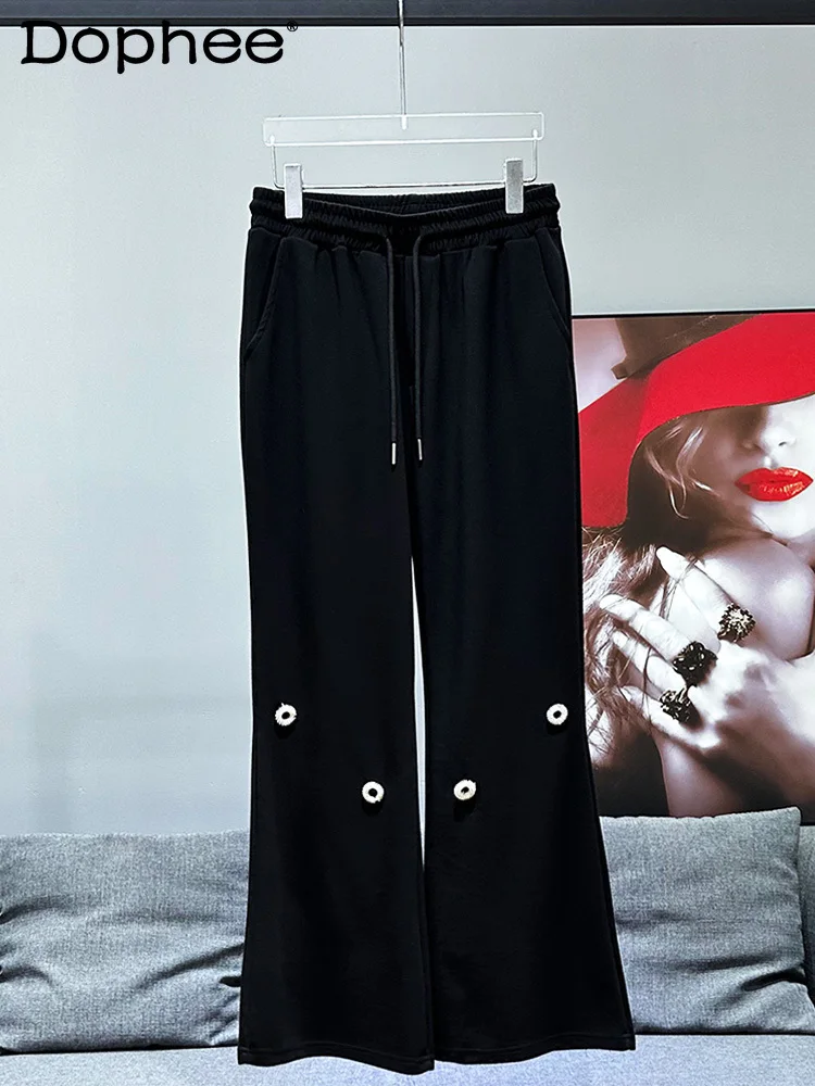 

Fashion Trendy Male Unique Design Metal Ring Decoration Straight-Leg Trousers 2024 Men Summer Loose All-Matching Casual Pants