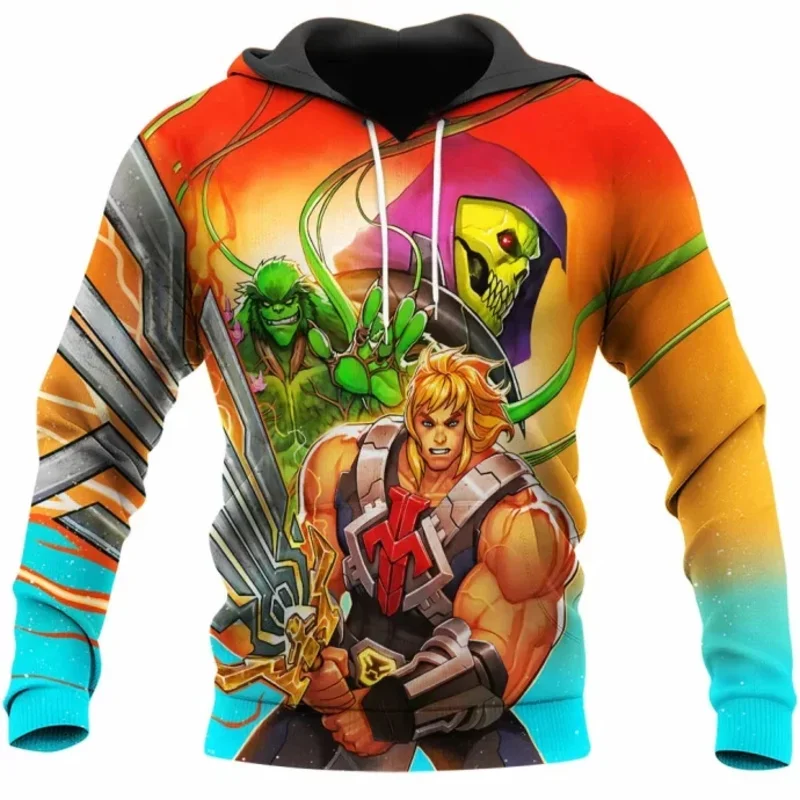 Anime Masters of The Universe He-Man 3D 프린트 후드 티 스웨터 남성/여성 긴 소매 후드 코트 하라주쿠 Tracksuit Pullovers