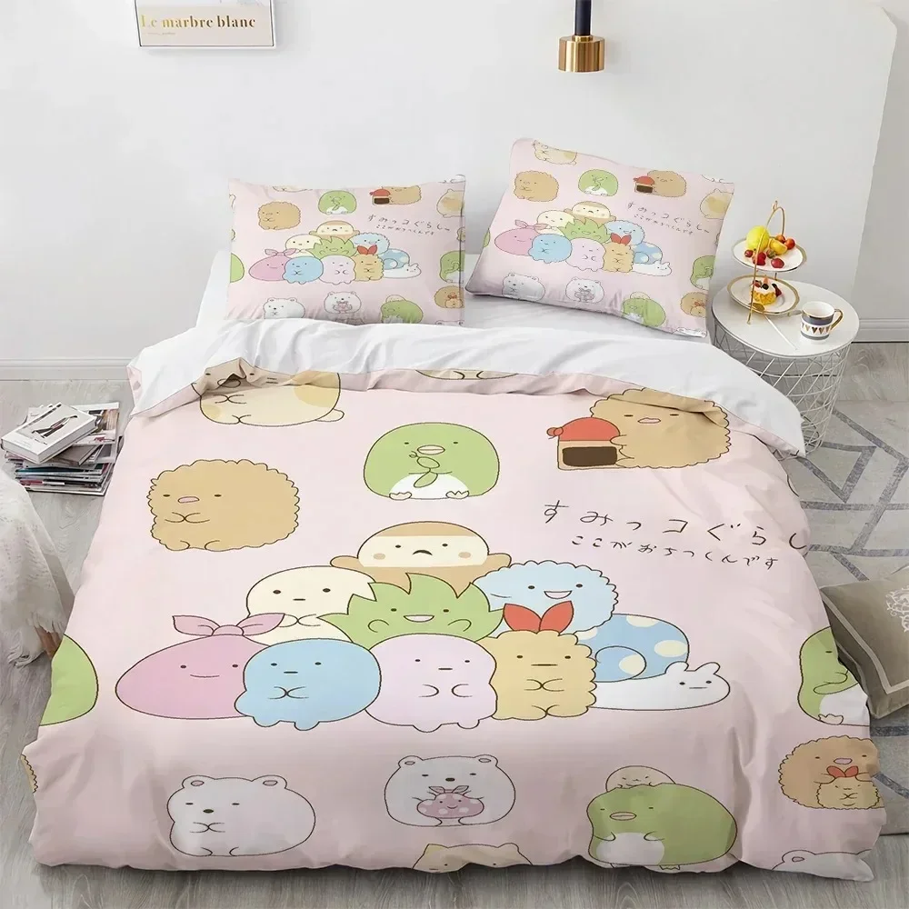 

Cute Kawaii Cartoon Sumikko Gurashi Bedding Set Boys Girls Twin Queen Size Duvet Cover Pillowcase Bed For Kids Adult bedding