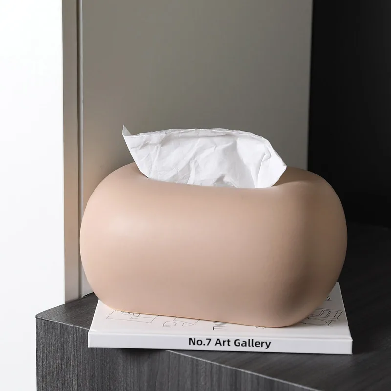 Ceramic Cream-colored Tissue Box, Modern Living Room Coffee Table & Dining Table Decoration, Luxury Napkin Dispenser view 3