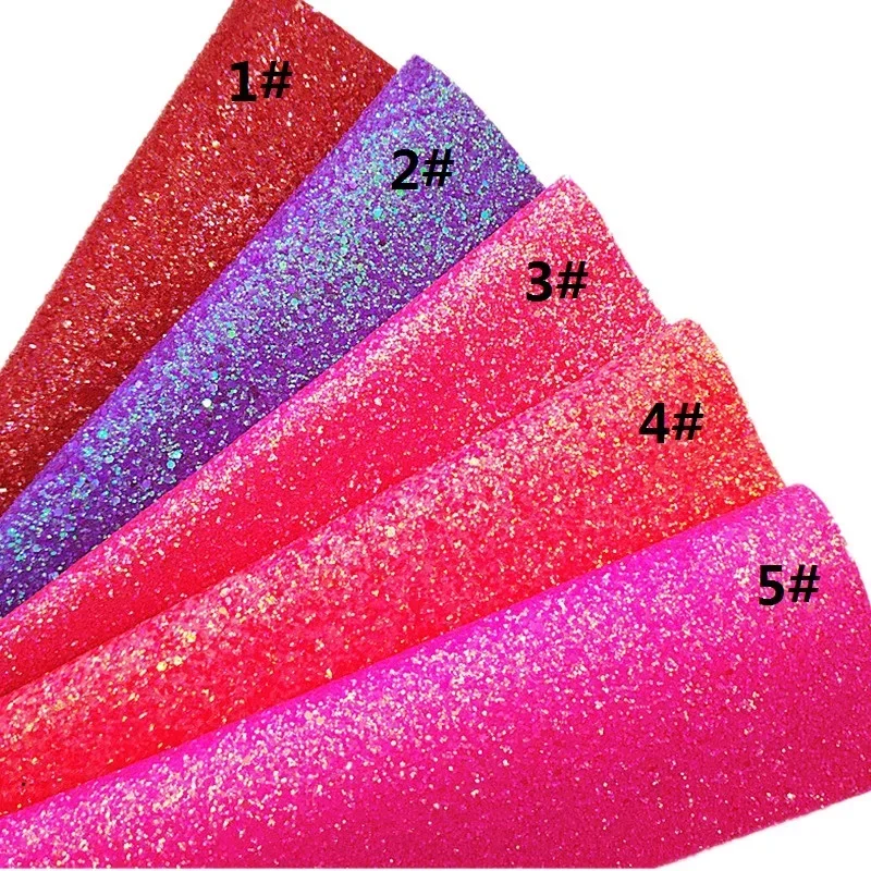 Neon Glitter Leather Sheets Sparkle Faux Leather Fabric Shinny Vinyl for Bows Earrings DIY Glitter Fabric 21x29cm GM3138A