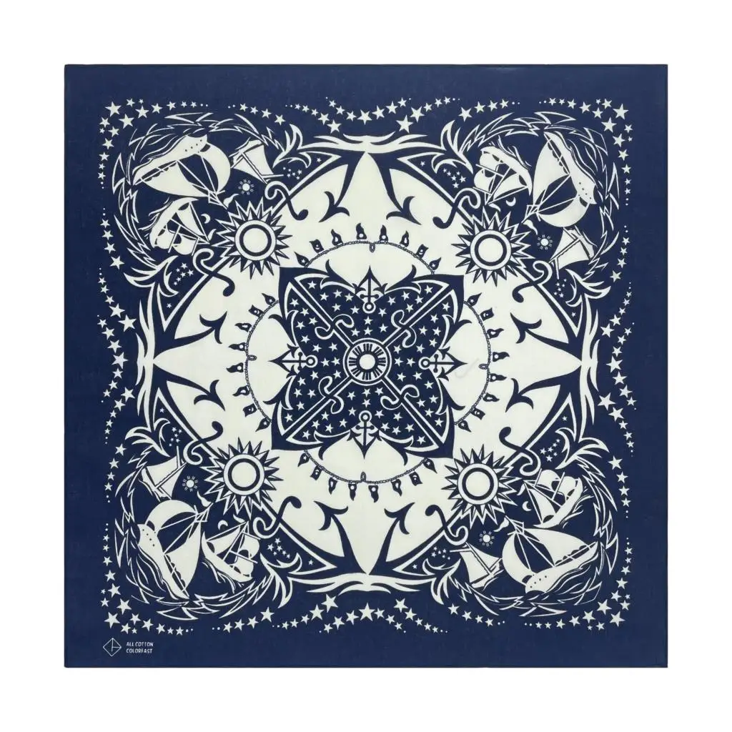 100% cotton Hip Hop Bandana blue nautical Styles 55x55CM Man Women Fashion Outdoor Headbands Hair Band Wrist Wraps Hair  Scarves