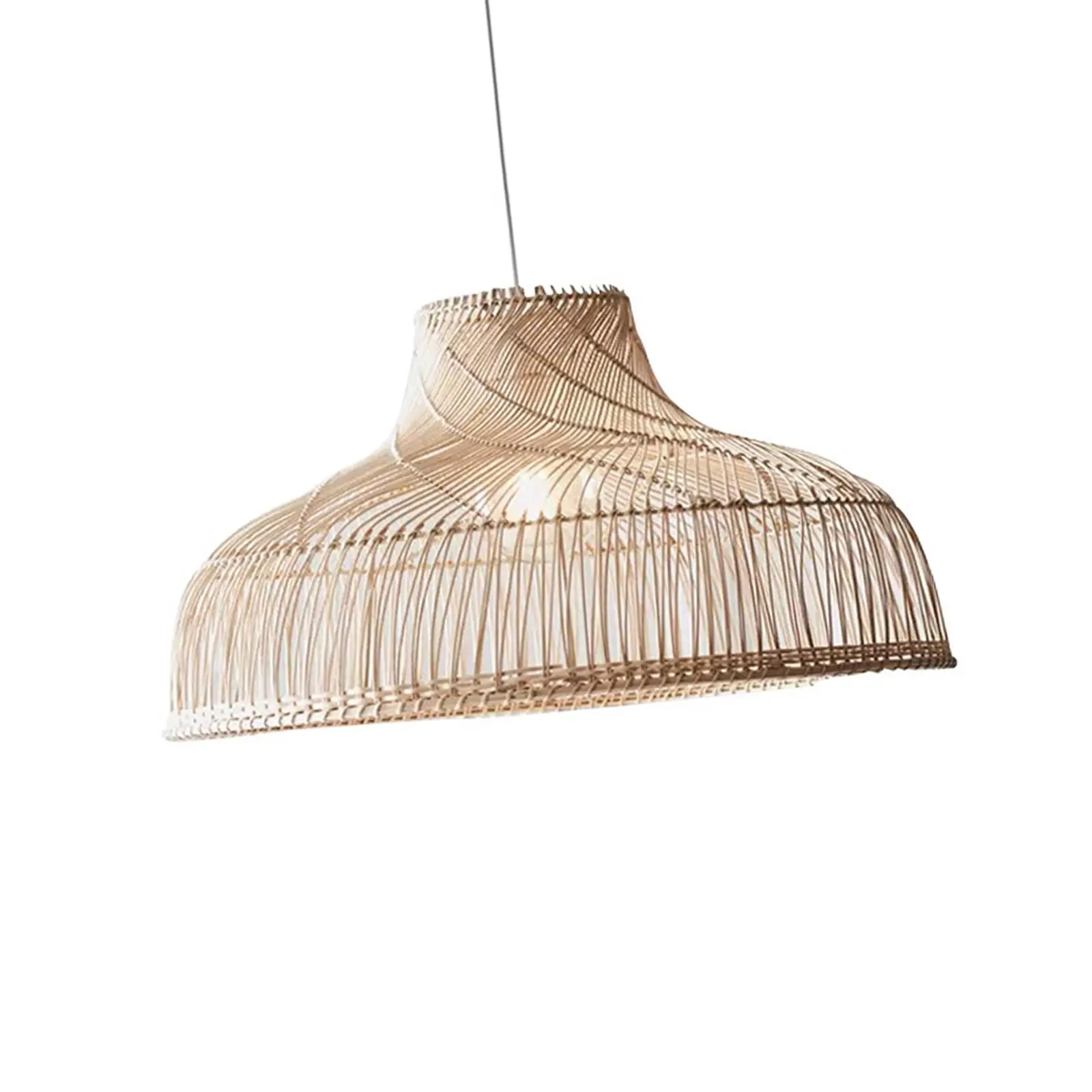 

Retro Style Rattan Woven Lampshade Hanging Light Fixture Cover Chandelier Shade Round Rustic Pendant Lamp Shade