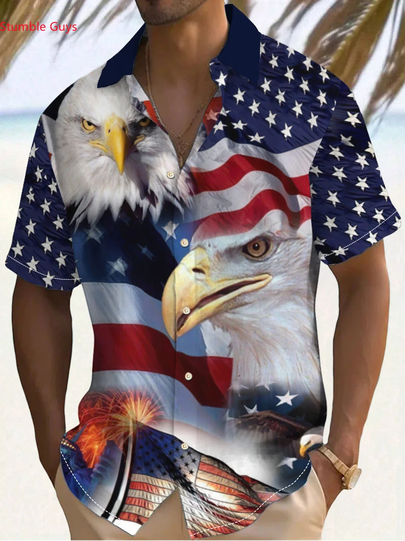 

Summer Fashion Men's Man Short Sleeve Hawaiian Shirt Vibrant Tropical Print Loose Fit Lightweight Holiday Party Tops