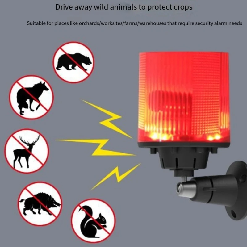 Sound Light Alarm Motion Solar Panel Outdoor Dog Barking Waterproof