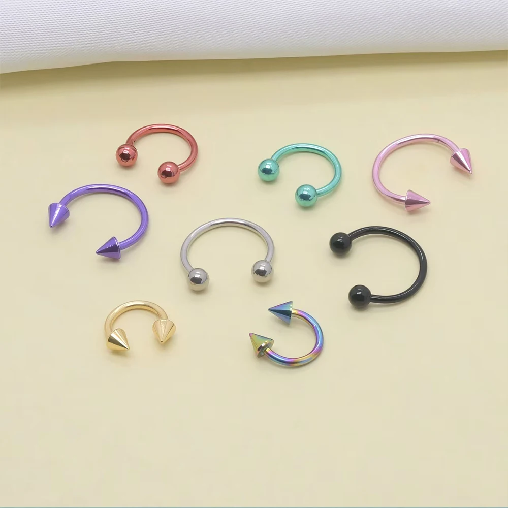 1Piece ASTM F136 Titanium 20/18/16G Anodizing Internal Thread Nose Rings Screw Septum Rings Helix Lip Piercings Earrings
