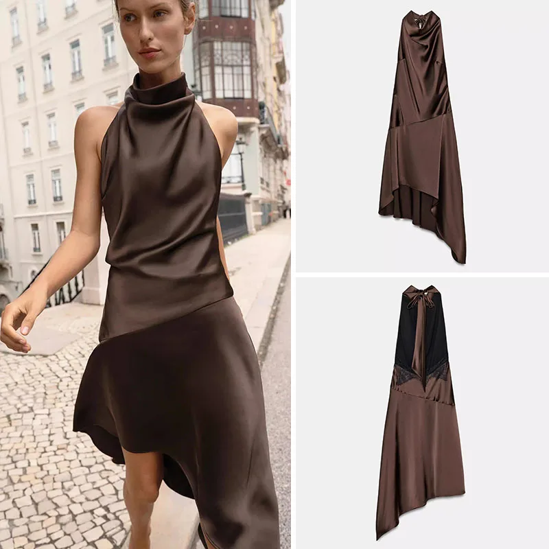 

Summer New Women's ort Dr Ne Hanging Bal Asymmetrical Knot Dr Ethnic Stage Costume for Women 25-35