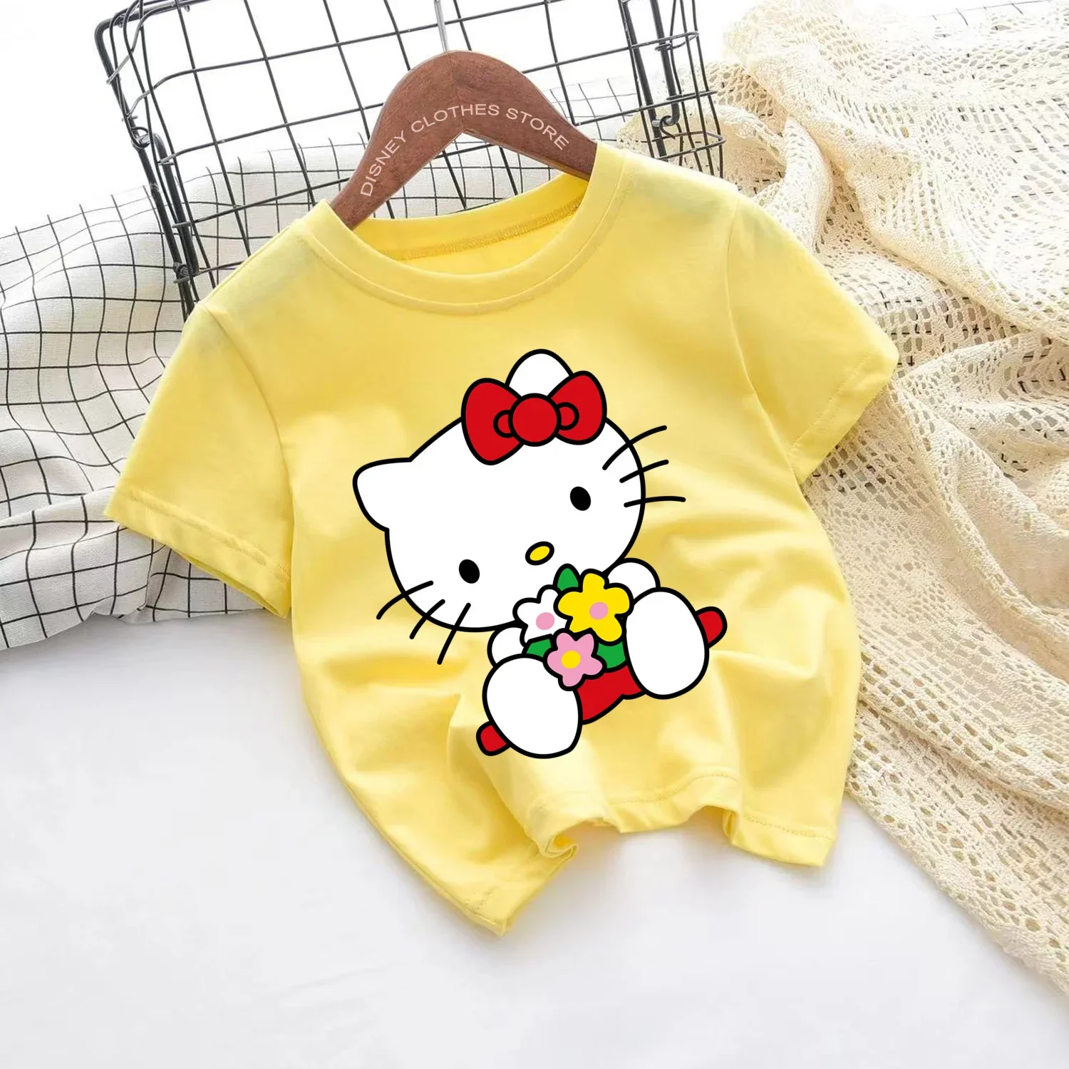 Hello Kitty Kawaii, 3-14 years old, children's fashionable girl clothing, summer boy clothing, children's T-shirt  tops