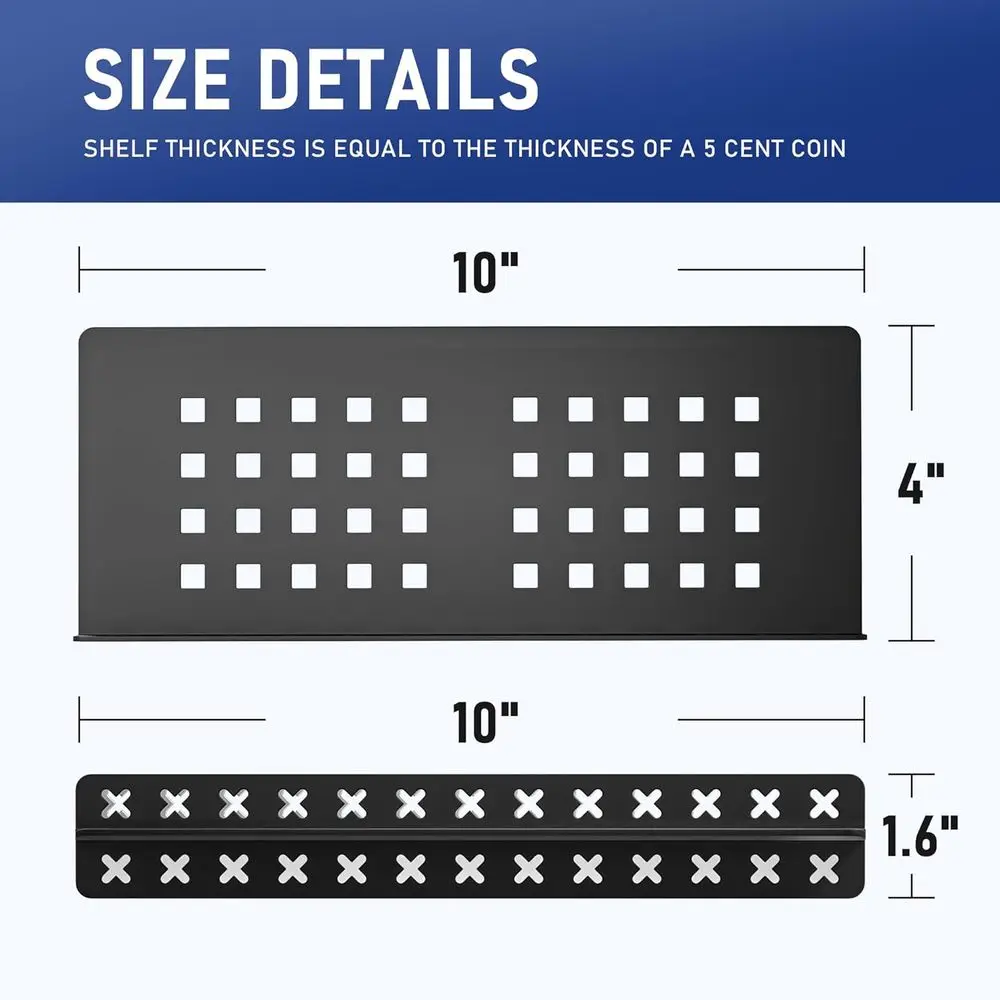 10-inch Matte Black Stainless Steel Recessed Shower Shelf for Heavy-Duty Bathroom Use on Tiled Walls