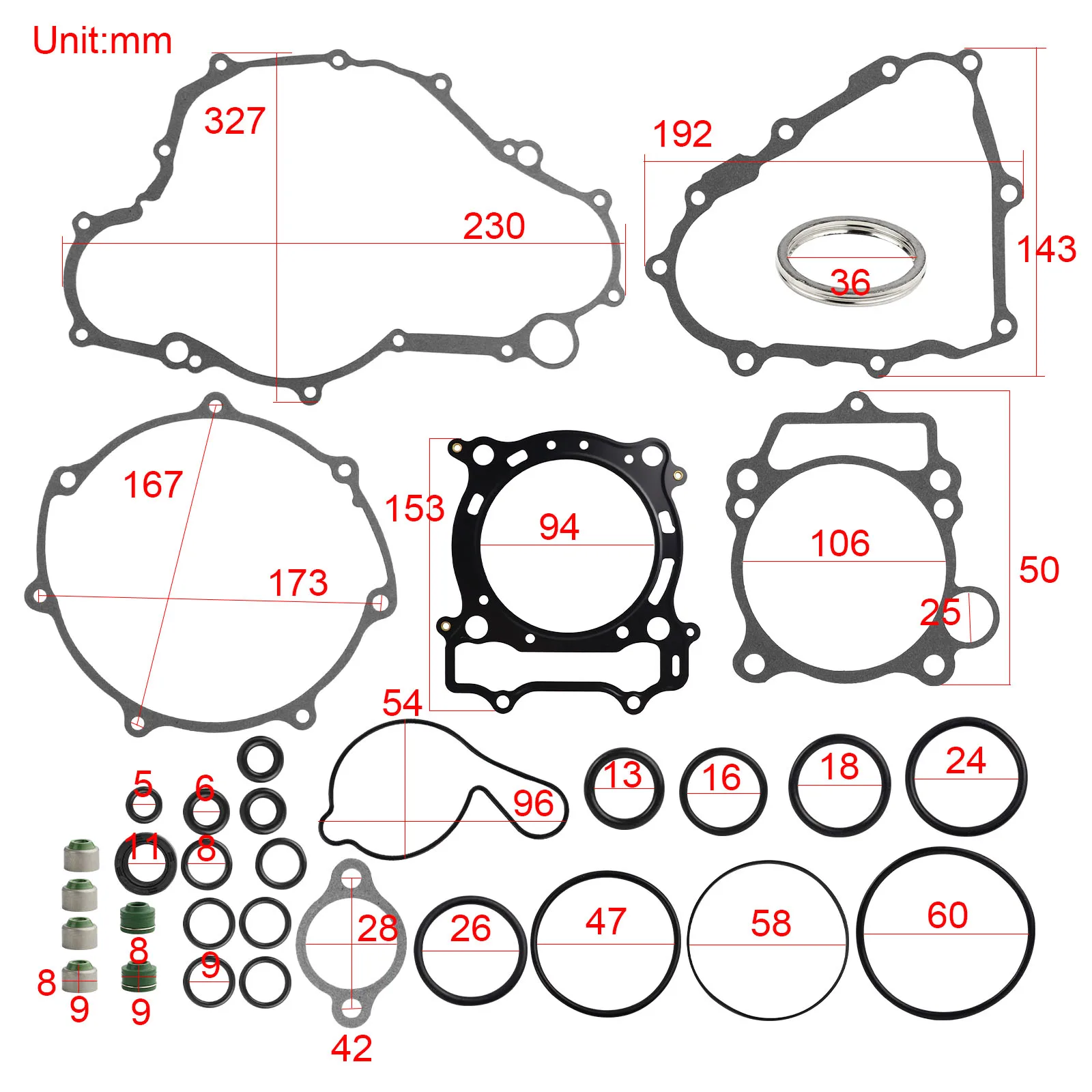 Engine Crankcase Cylinder Top Bottom End Gasket Kit for Yamaha YFZ450 YFZ 450 MZ 175 Beta RR 450 2004-2009 ATV