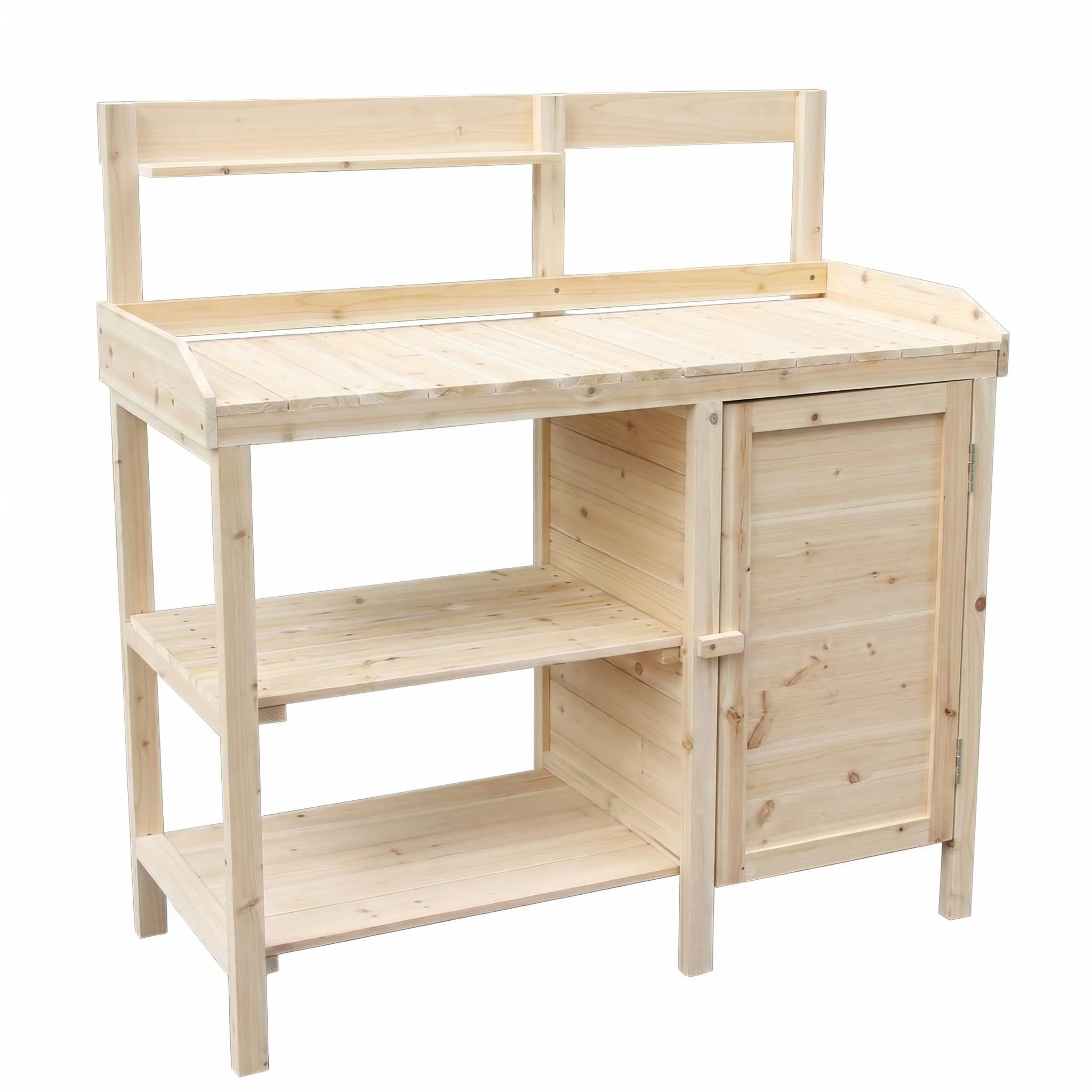 Solid Wood Potting Bench & Garden Work Station with Storage Cabinet Open Shelves Patio/Backyard Gardening Organization