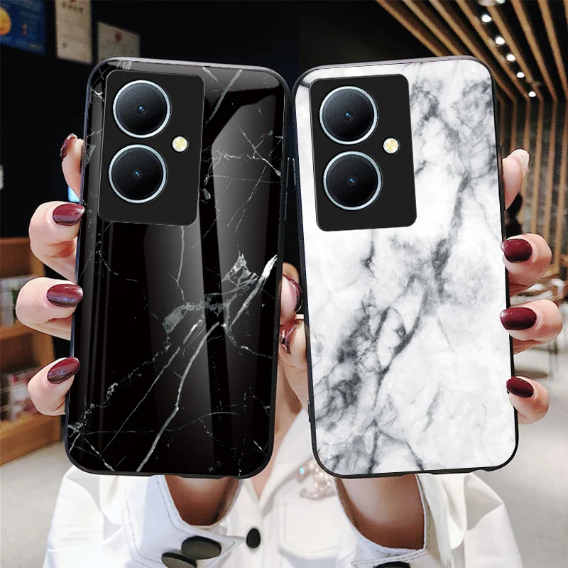 Vivo V29 Lite V29Lite V2244 Case Marble Grain Tempered Glass Shockproof Hard Back Phone Case for vivo V29 Lite V29Lite V2244 image 2