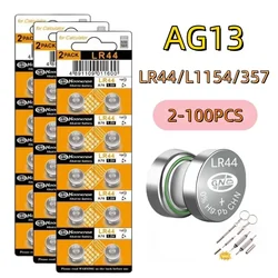 2-100 PCS LR44 Battery AG13 357 303 SR44 L1154F A76 Button Coin Cell Batteries for Watches Blood Glucose Meter Toys Music Books