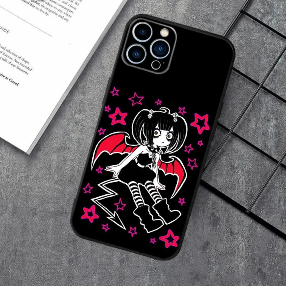 Love Black and Cute Emo Phone Case For Apple iPhone  15,14,13,12,11,XS,XR,X,8,7,Pro,Max,Plus,mini Silicone Black Cover -  AliExpress 202192403