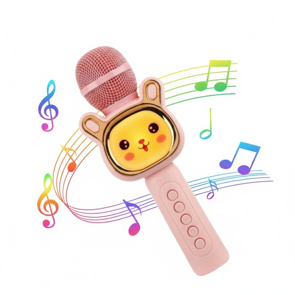 

Children Portable KTV Toy, Bluetooth Karaoke Mic, 4 Voice Changers, TF Card Play, Karaoke Microphone Easy To Use
