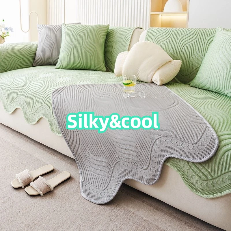 

Irregular Ice Silk Breathable Sofa Seat Cover Summer Cooling Feel Couch Pad Non-slip Universal Sofa Towel for Living Room 쇼파패드