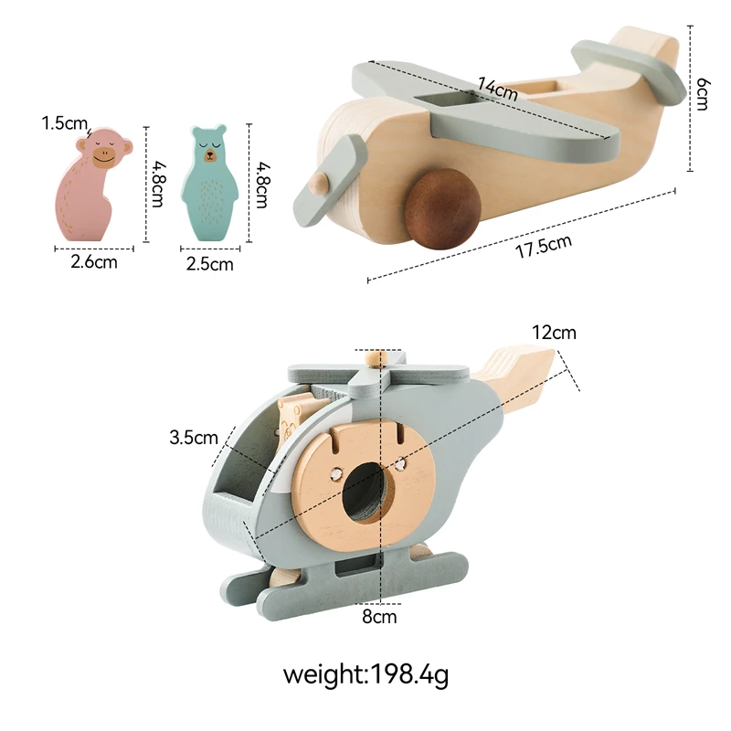 Bebê montessori avião de madeira brinquedo dos desenhos animados avião modelo blocos de construção brinquedo do bebê recém-nascido brinquedo de treinamento sensorial precoce brinquedos do bebê presentes