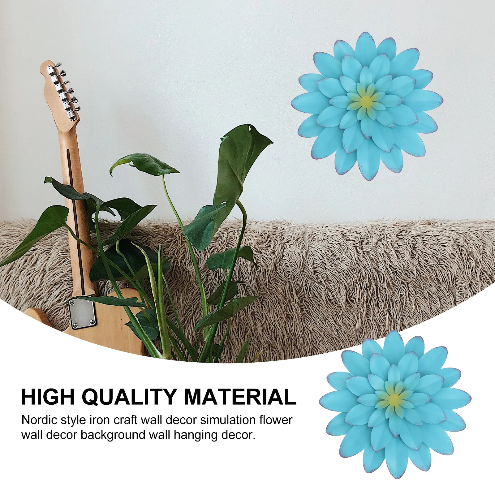 

1 шт. Декоративное настенное украшение из металла в виде цветка, имитация подвесного декора с изысканным мастерством изготовления для интерьера, приятное на ощупь