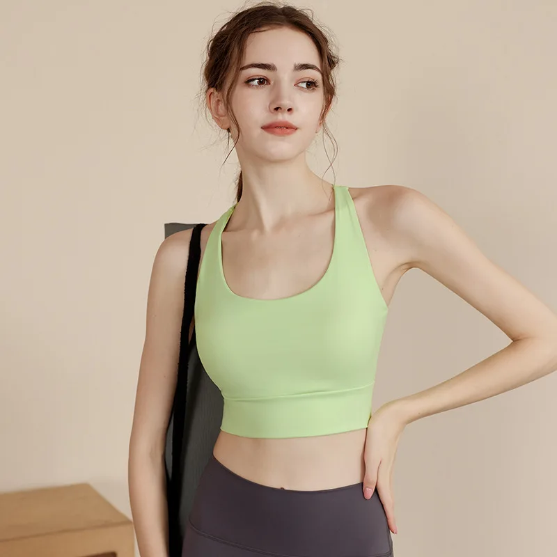 Yoga vest with chest pad all-in-one push-up sports bra slimming breathable bra shock-proof fitness back women summer 2026