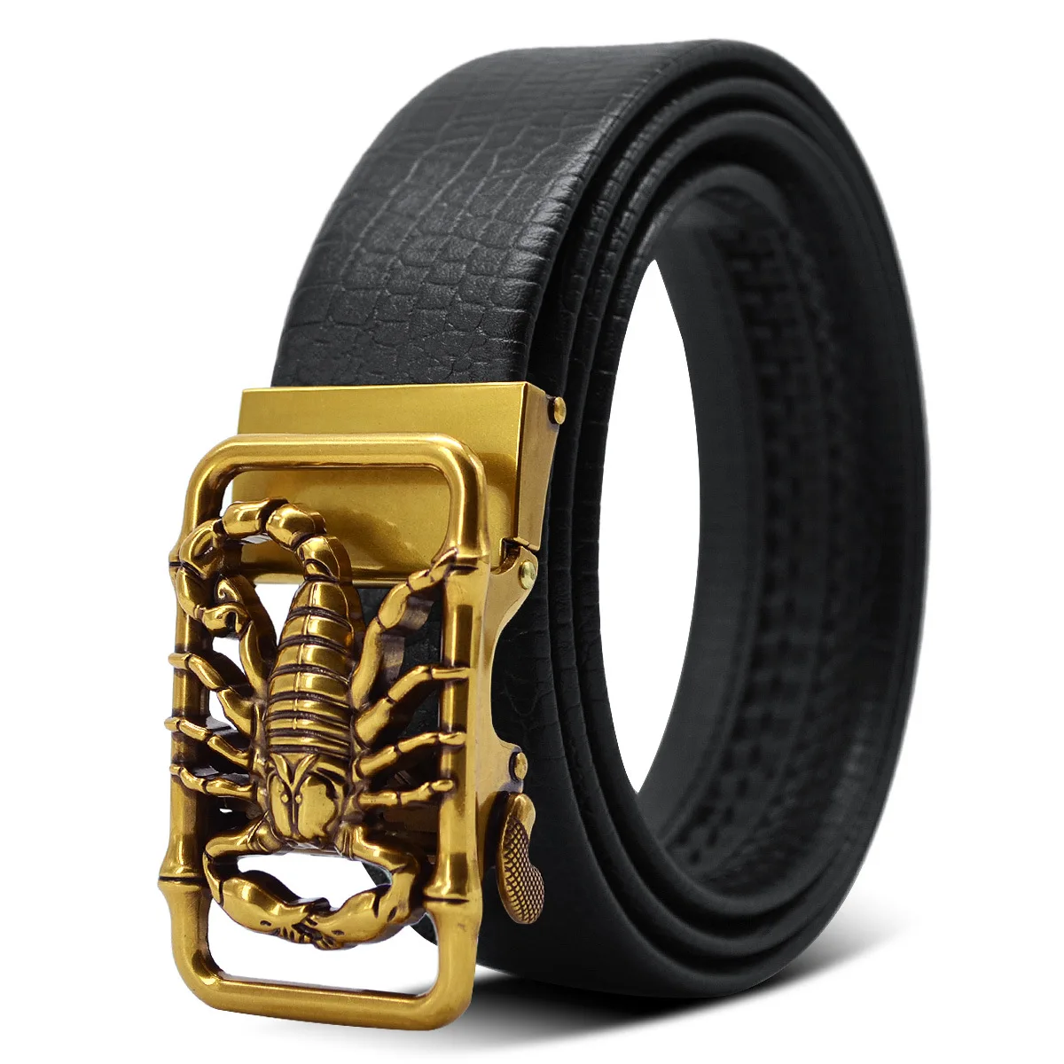 Men Plus Large Size 130 140 150 160 170cm Scorpion 3D Buckle Belts Leather Automatic Buckle Punk Belt Designer Belt Animal 2023