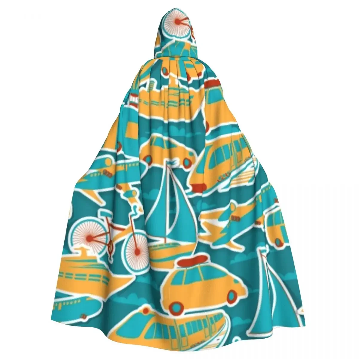 

Retro Travel Pattern Hooded Coat Halloween Cosplay Costume Vampire Devil Wizard Cape Gown Party