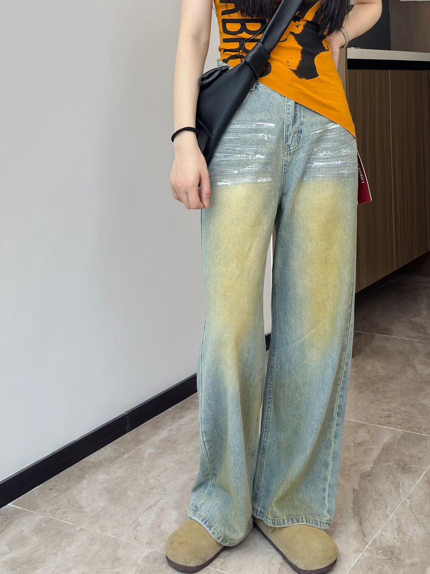 

Women's Oversize Baggy Jeans Vintage Harajuku Tie-Dyed Denim Trousers Y2k Wide Cowboy Pants Trashy Japanese 2000s Style Clothes