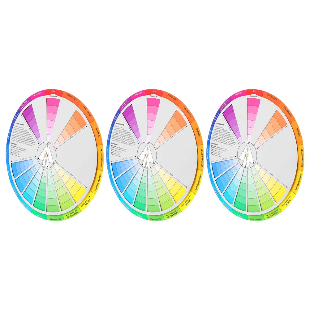 3 Pcs Color Card Mixing Chart Wheel for Painting Blending Learning Coloring Paper Charts Artists Child