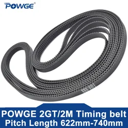POWGE 2M 2GT Timing Belt Lp=622 630 634 640 650 656 660 670 676 686 690 696 700 702 710 724 726 730 738 740 Width 6/9mm Rubber