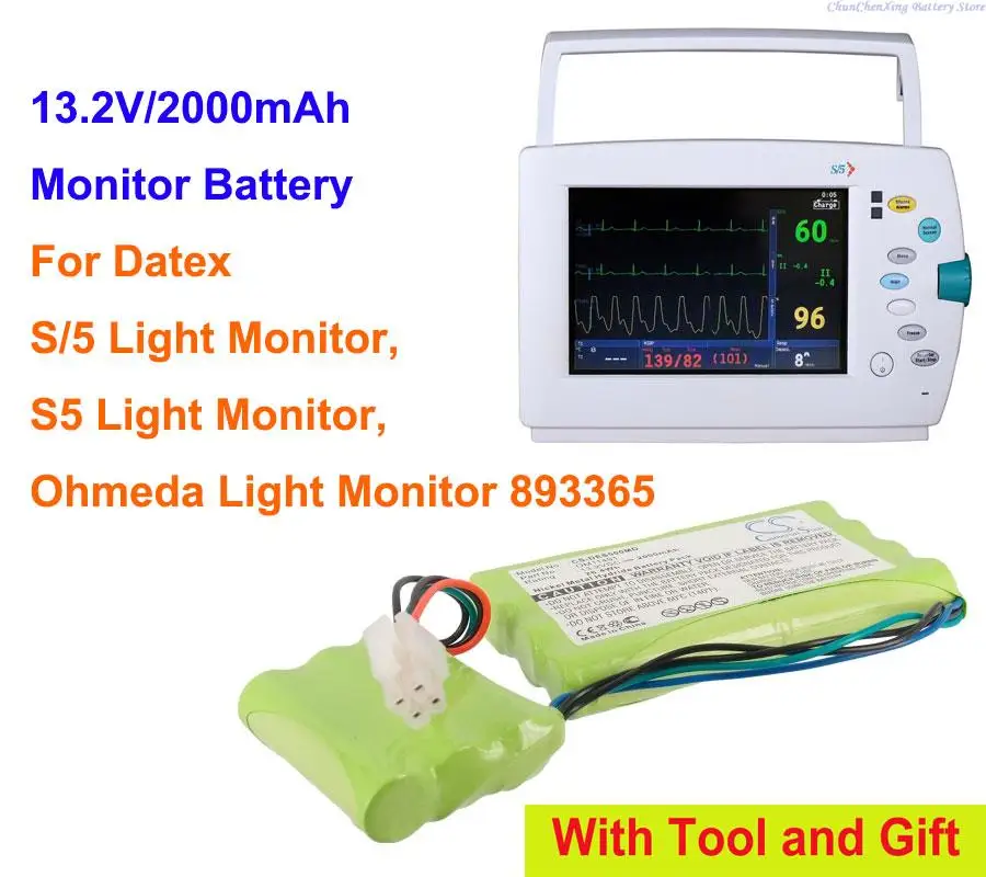 

2000mAh Monitor Battery BATT/110269, OM11491 for Datex Ohmeda Light Monitor 893365, S/5 Light Monitor, S5 Light