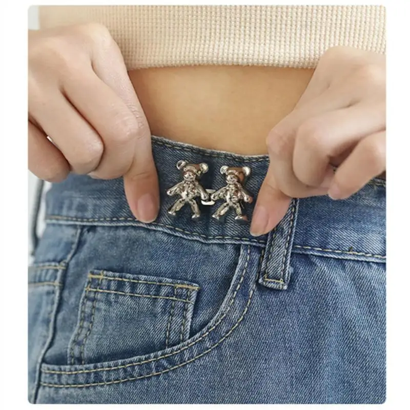 Juego de accesorios de aleación con diseño de oso único, herramienta de reducción de cintura, Clip para pantalones de moda, 2 especificaciones, 1/5 Juegos