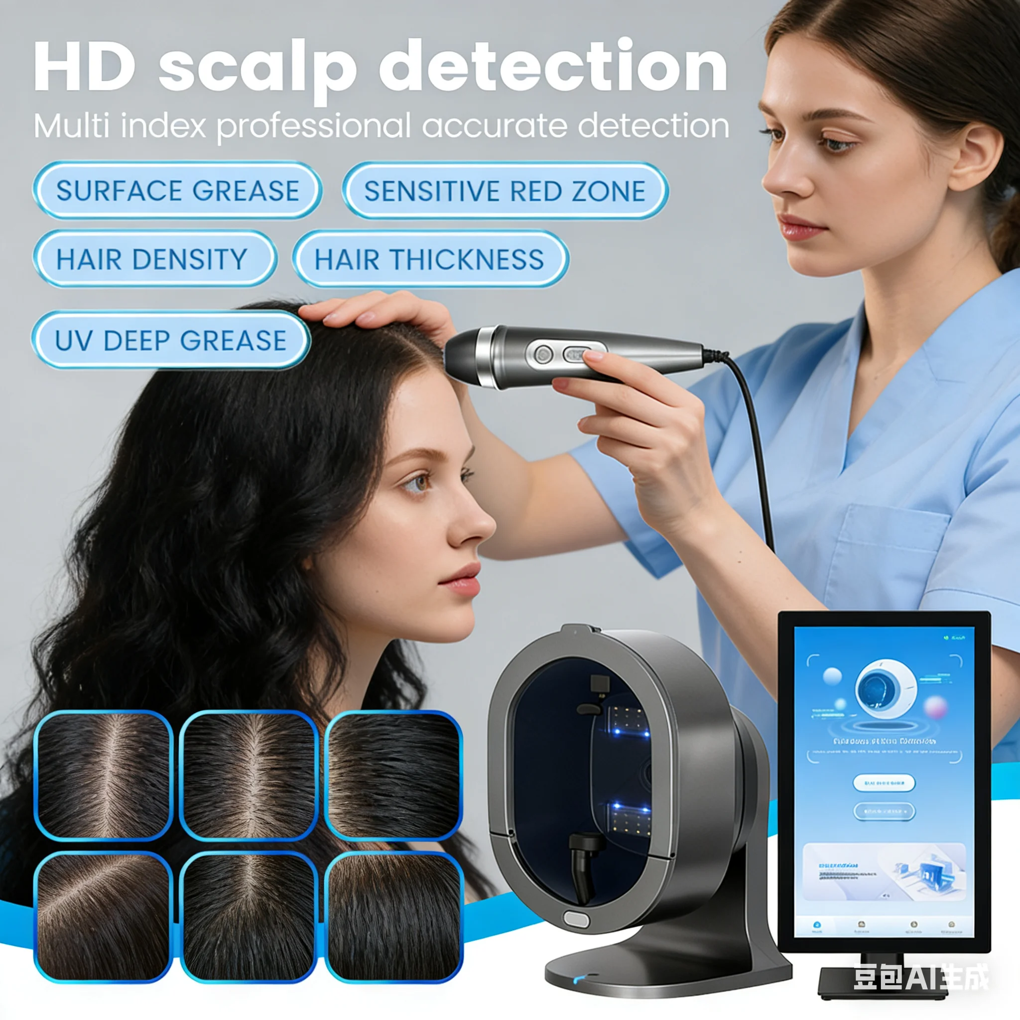 مرآة سحرية ثلاثية الأبعاد محلل الجلد الرقمي AI صورة ذكية آلة تحليل الوجه كاشف الأدوات #1