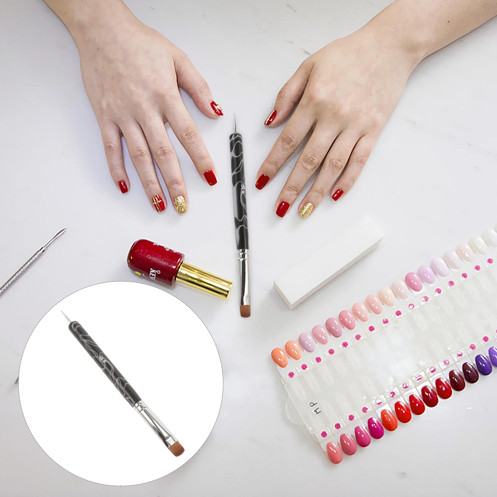 Ferramentas de manicure escova de unhas suprimentos canetas de cabeça dupla pintura desenho francês para pontilhamento de plástico de aço inoxidável