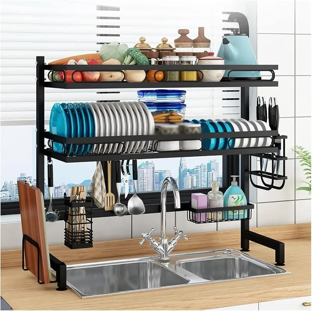 

Dish Drying Rack, Organizer with Utensil Holde, Save More Space, Easy To Assemble, Easy Cleaning, Drain Rack