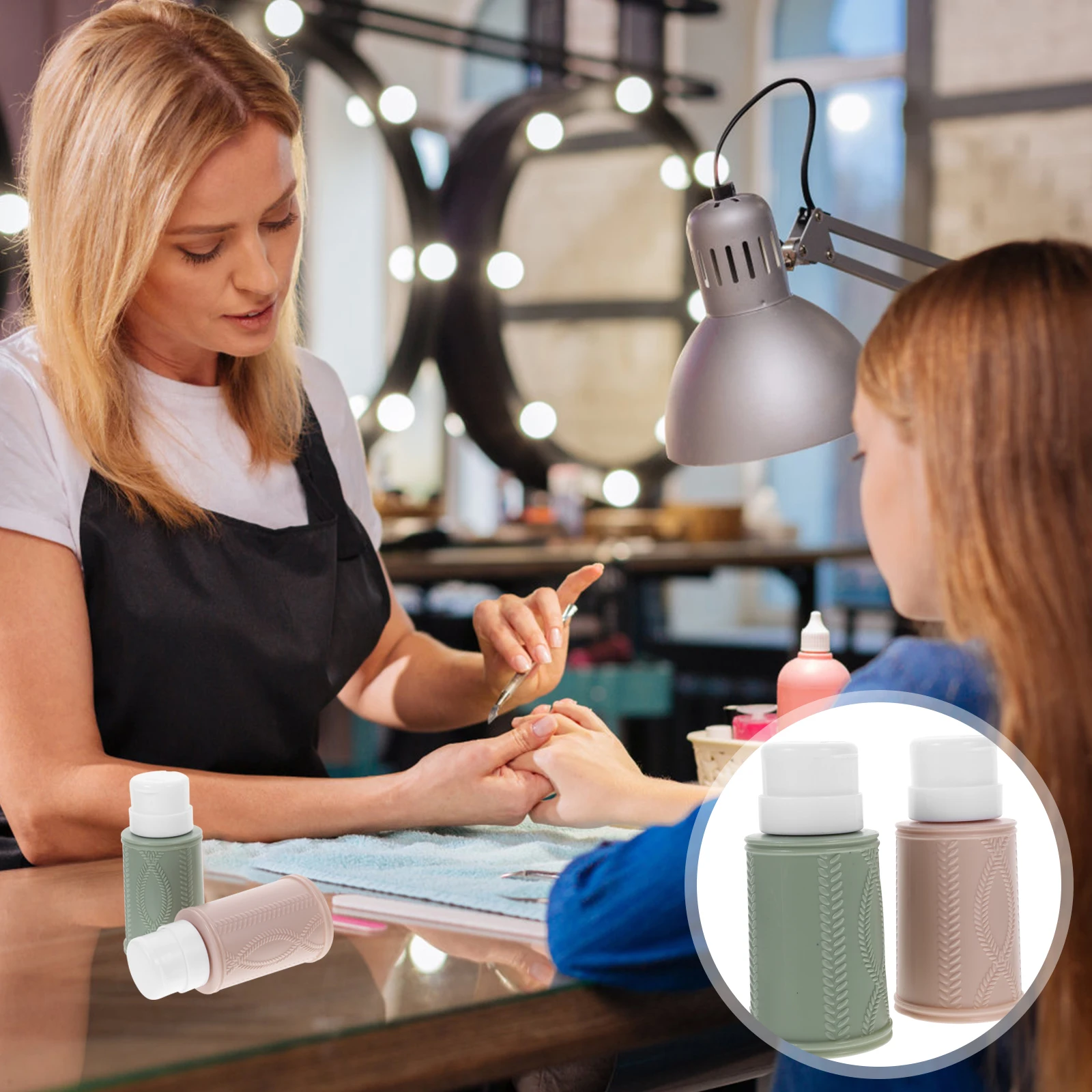 

2Pcs Nail Polish Remover Dispenser Bottles Refillable Pump Containers Leak-Proof Portable Travel Liquid Storage