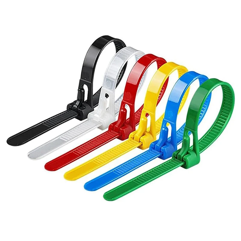 100PCS Buckle Self-Locking Premium Nylon Cable Wire Ties,8 X 200Mm Adjustable Reusable Nylon Strap With Buckle