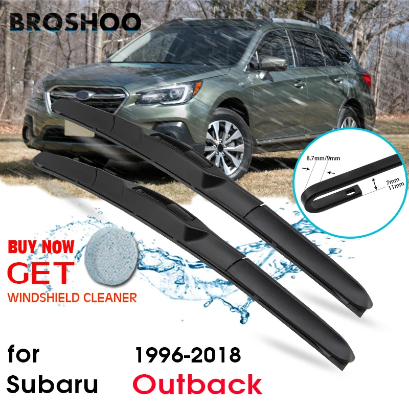 BROSHOO Car Windscreen Wipers Blade Natural Rubber For Subaru For Outback Fit Standard Hook Arm Model Year From 1996 To 2018