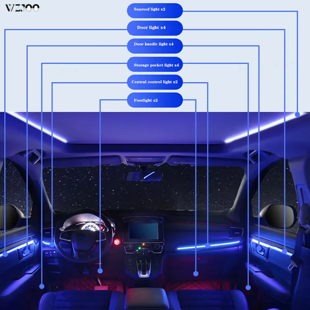 LED ambient light for Honda Accord INSPIRE 64 color ambient light, illuminated door light, atmosphere light, original installati