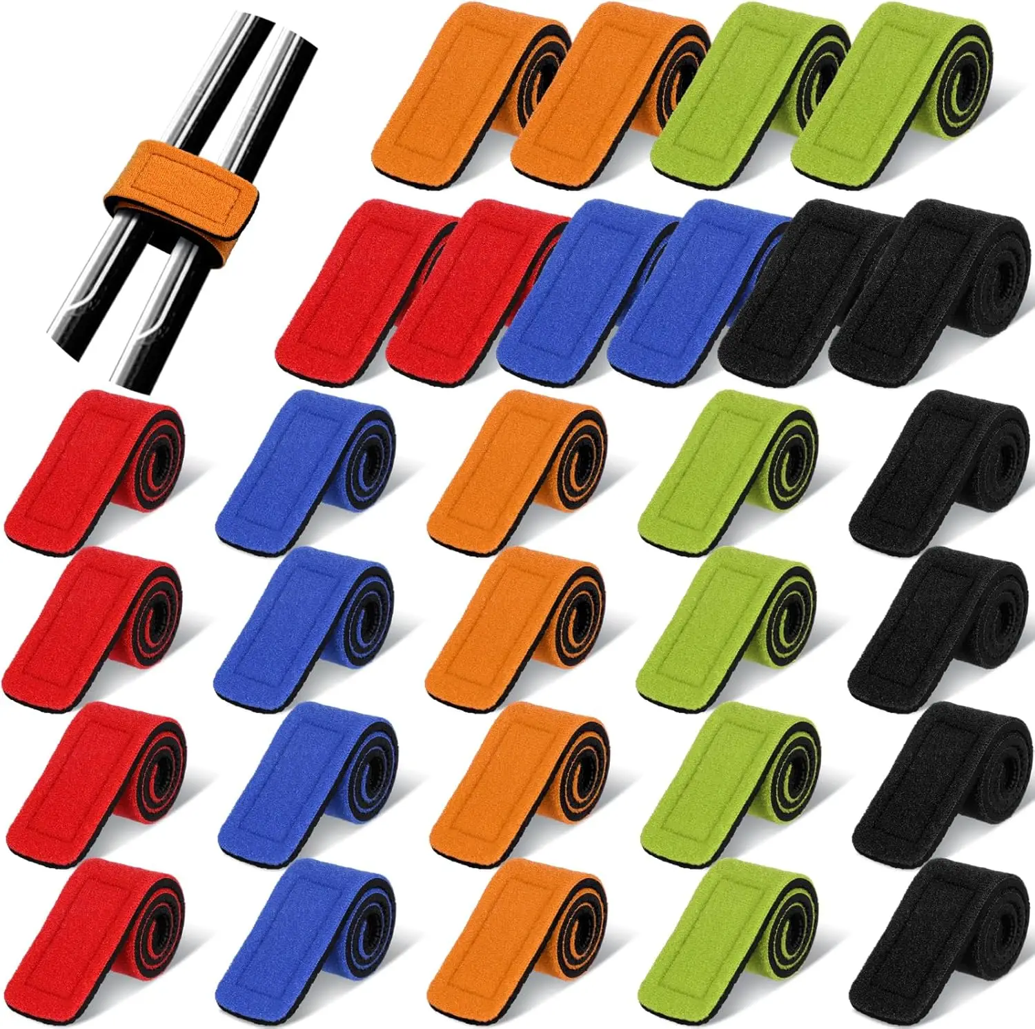 

30 Pcs Fishing Pole Straps Fishing Rod Wrap Elastic Pole Carrier Rod Ties Stretchy Holder for Gear and Equipment Casting Rods Holder Strap Belt