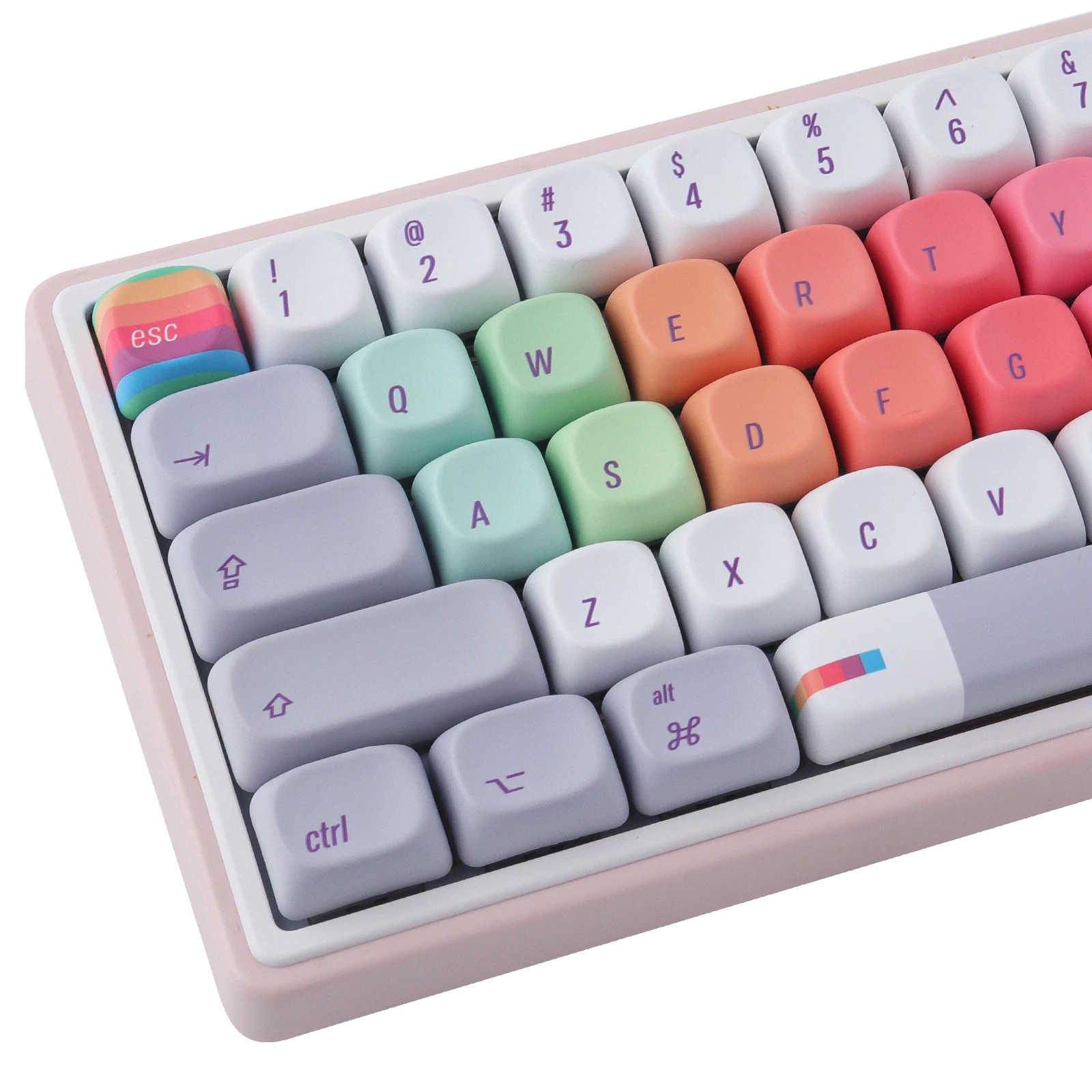 Colorful Programmer Keycaps Set 130 Keys 5-Sided Dye-Sublimated PBT Material MOA Profile for Mechanical Keyboard