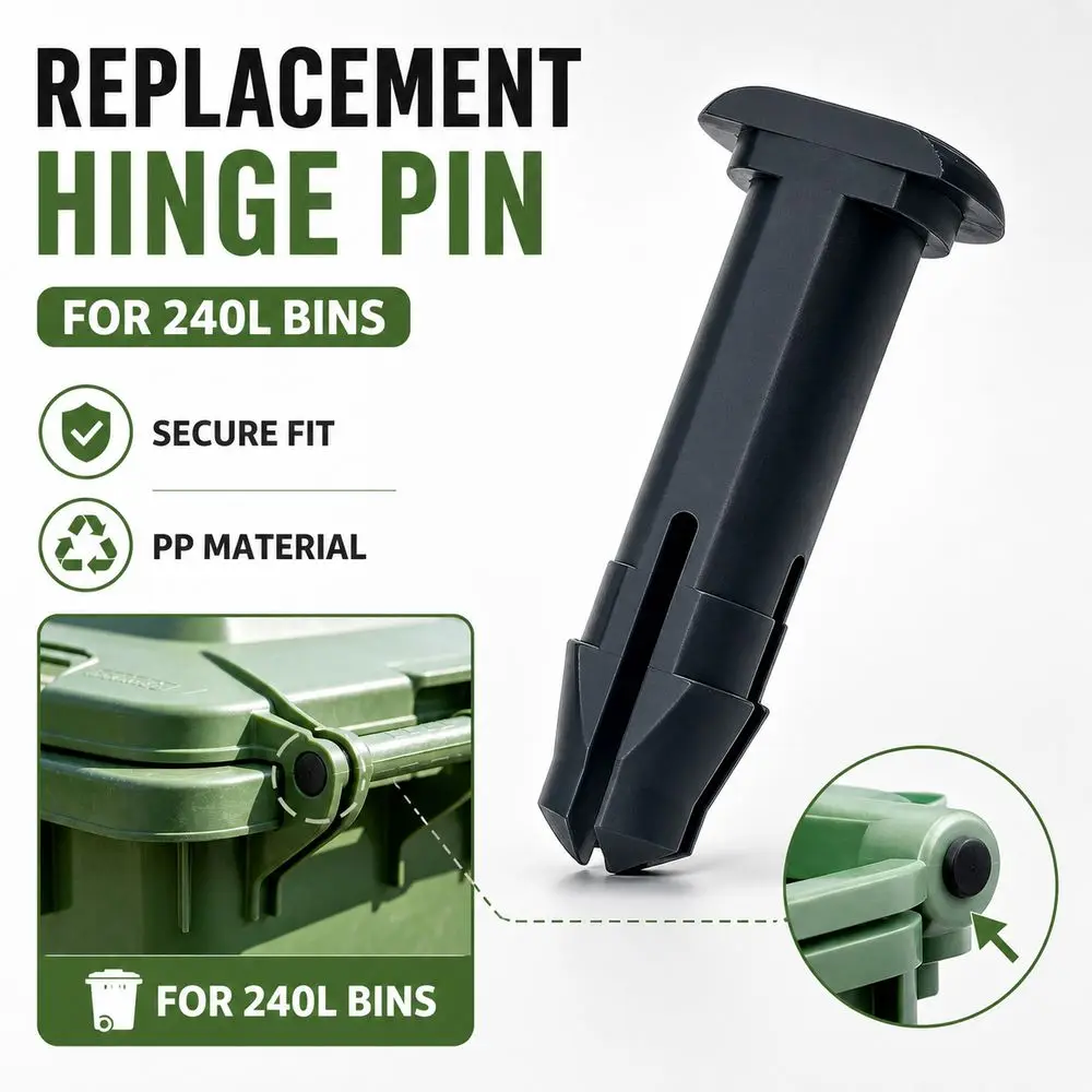 2Pcs Plastic Wheelie Bin Hinge Pin Chamfered Cut Face Hinge Component Bin Lid Hinge Pin Replacement Part Heavy Duty