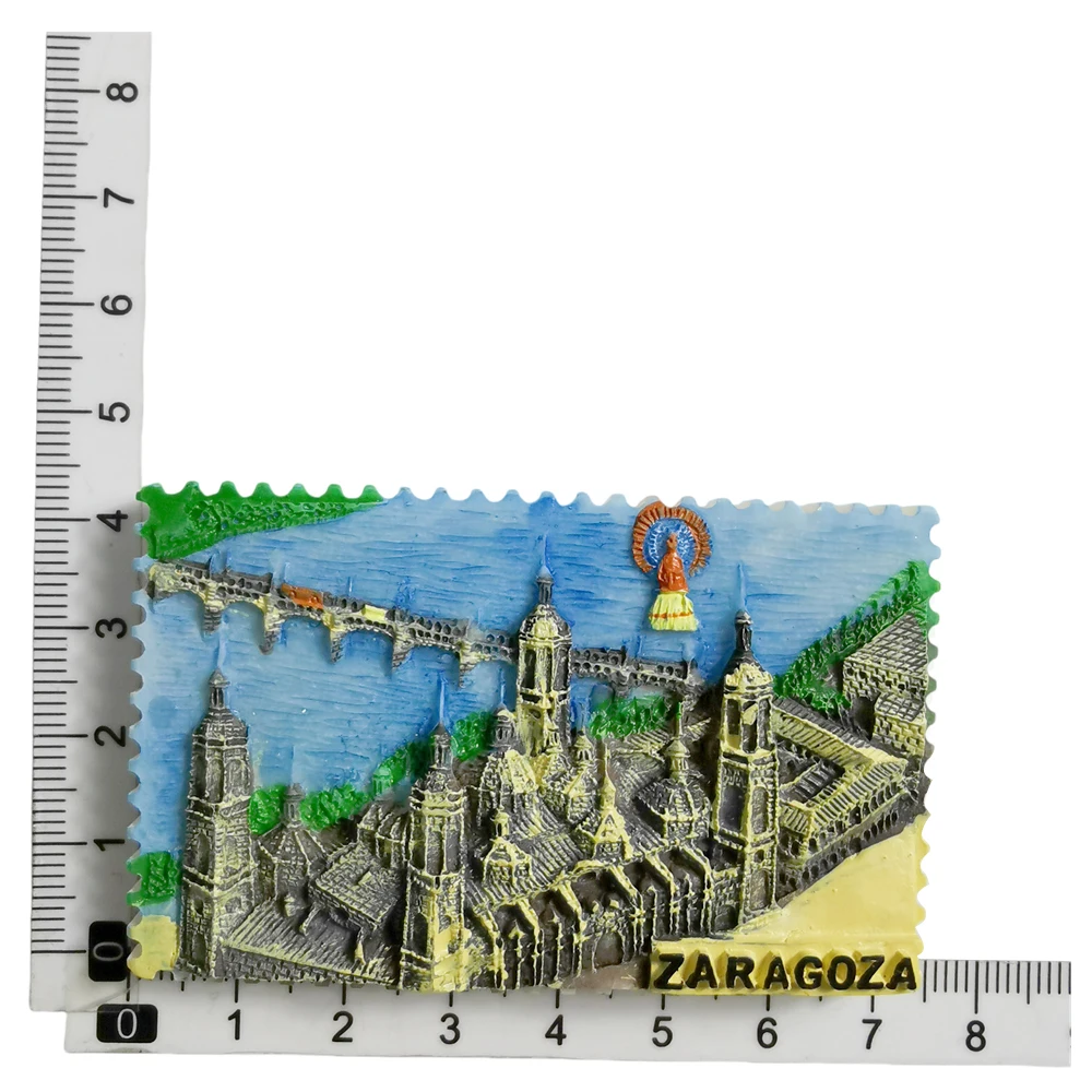 Zaragoza إسبانيا مغناطيس الثلاجة السفر تذكار الثلاجة الزخرفية المغناطيس رسمت باليد مجموعة الحرف اليدوية