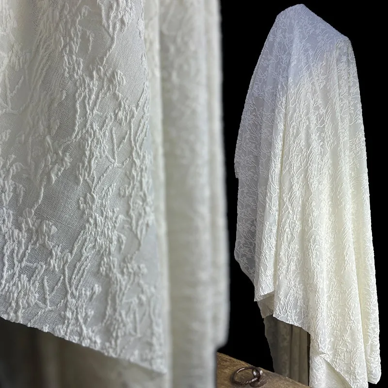 New Nylon Silky Drape Base Layer Fabric Jacquard Knit Four Way Stretch 3D Lace Designer Fabric for Garment Accessories Set