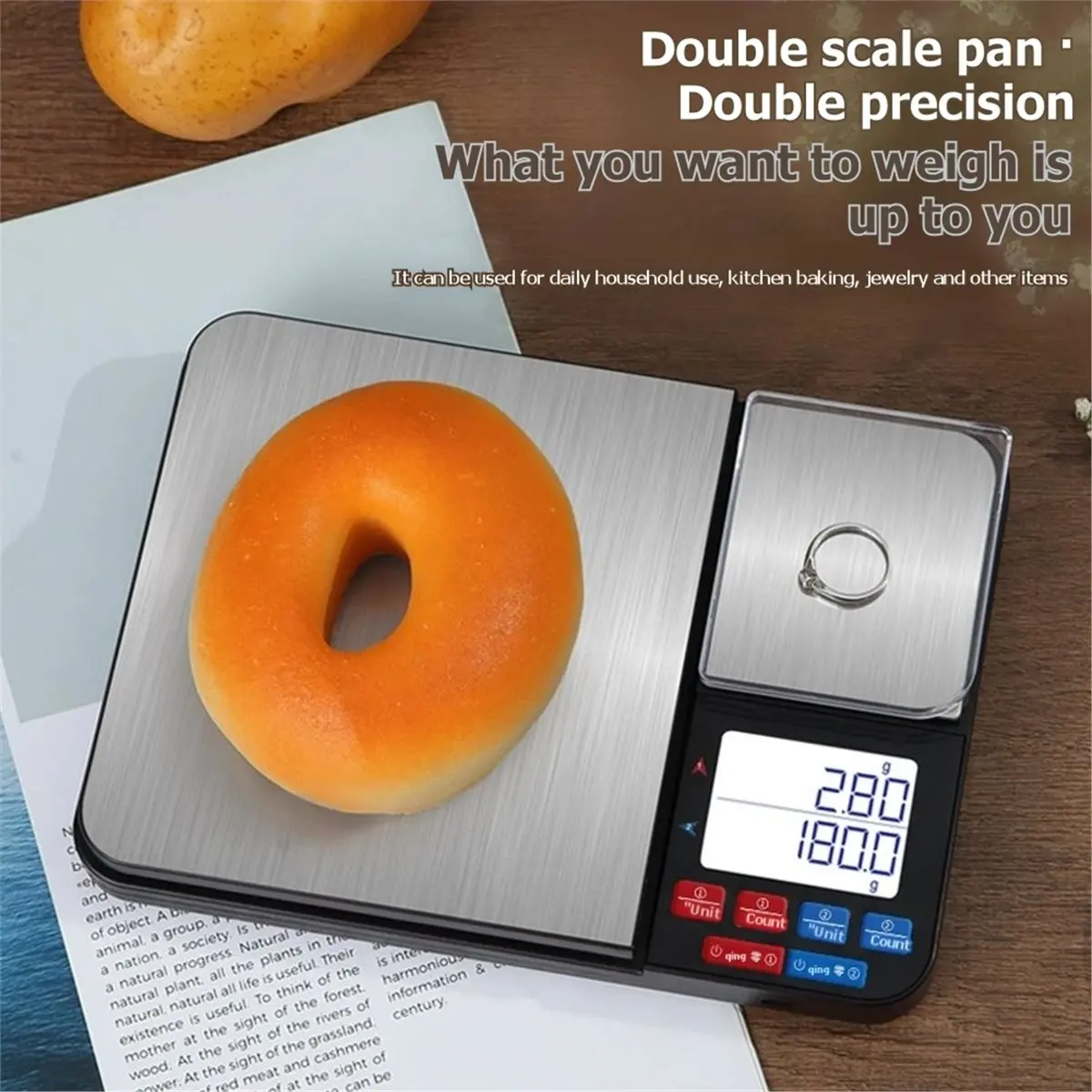 5kg-0.1g 500g-0.01g Dual Platform Digital Kitchen Scale LCD Electronic USB Power Cooking Baking Food Weight Tools