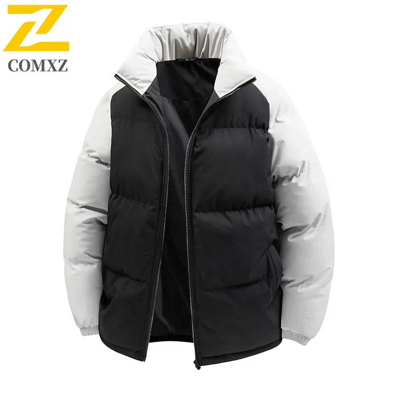 

Couple Cotton Jacket 2025 New Color Blocked Trendy Versatile Thick Warm Parker Coat Outdoor Casual Winter Cotton Feather Jacket