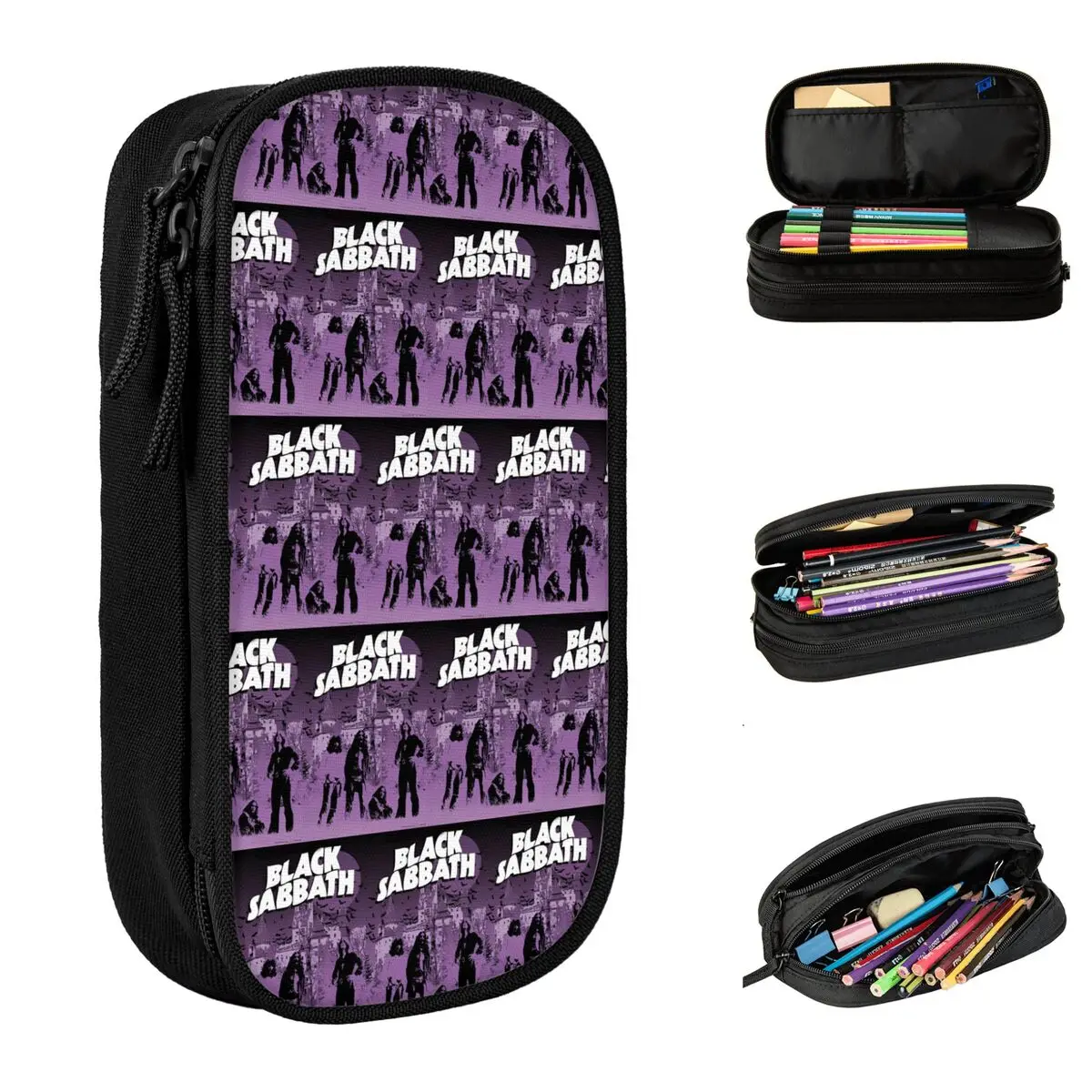 

Black Sabbath Band Pencil Case University Pencil Box Girls Boys Double Layer Back To School Pencil Cases Stationery Organizer