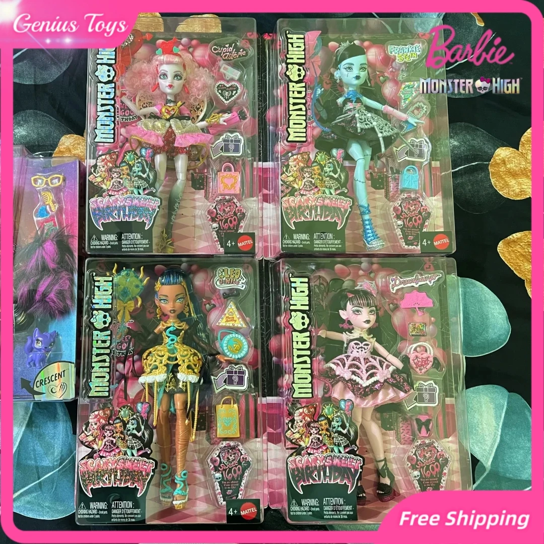 

Кукла Барби Monster High Scary Sweet Birthday Series Кукла с изысканной одеждой и богатыми аксессуарами Коллекционная игрушка для девочек