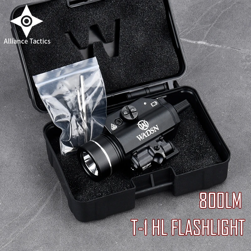 

WADSN 800 lumens T-1 HL Hanging Tactic Weapon light airsoft X300 X400 Rifle Pistol Strobe flashlight red green dot G 17 18 19