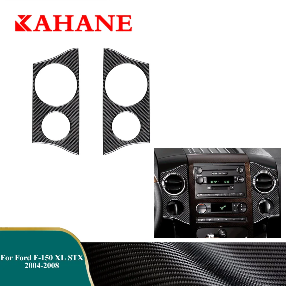 

2pcs Car Center Air Outlet Carbon Fiber Cover Stickers For Ford F-150 XL STX 2004 2005 2006 2007 2008 Interior Trim Accessories